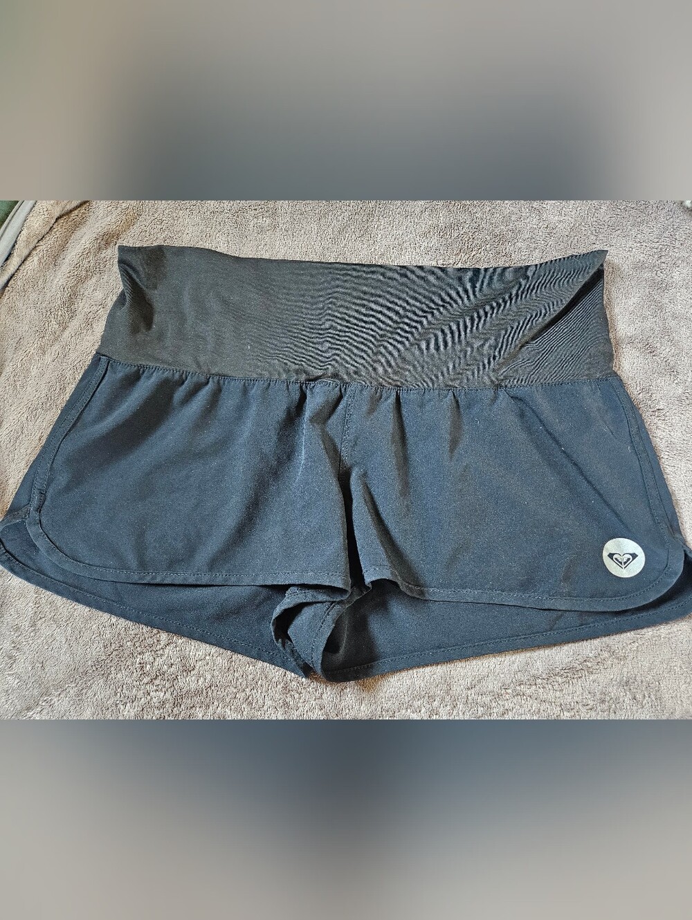 Roxy Vintage Black Foldover Waist Swim Board Shorts Women’s XL